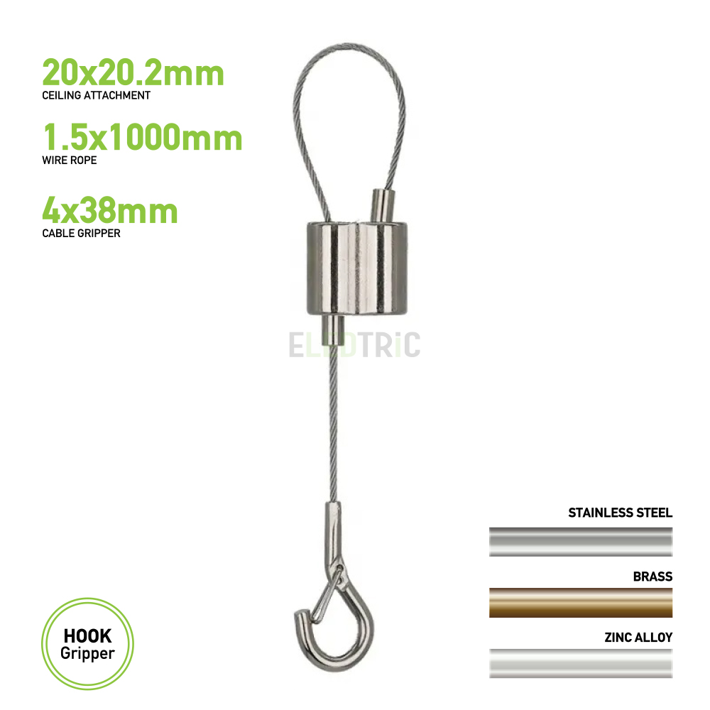 Brass Snap Zinc Alloy Cable Looping Gripper For Light Hanging