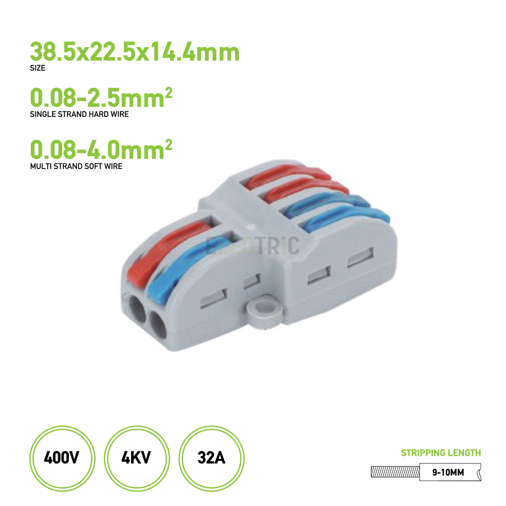 2-in-4-out Splitter Terminal Connector, Live & Neutral