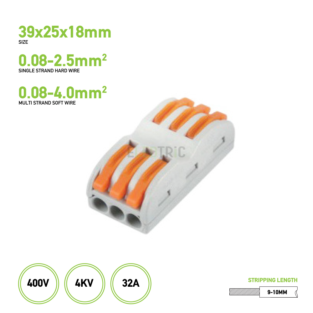 3-3 Way Spring Level Terminal Block Connector