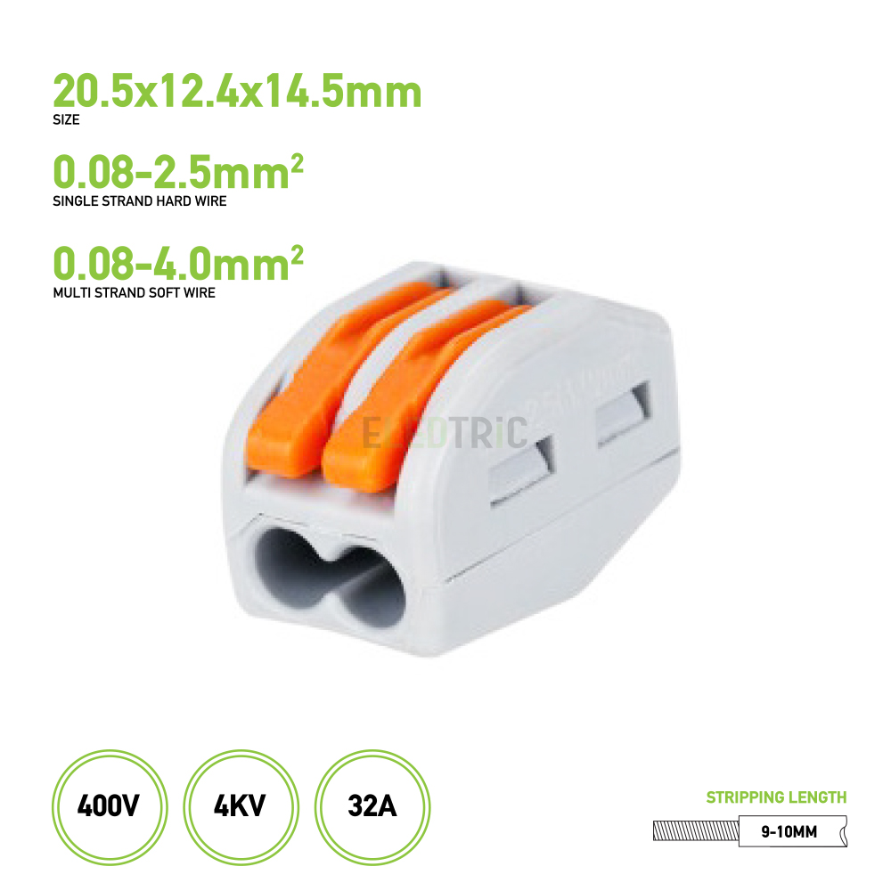 2 Way Spring Level Terminal Block Connector