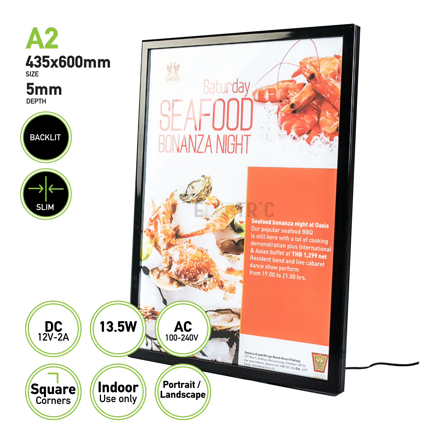 LED Light Box Black Slim Advertising Wall Mounted Display