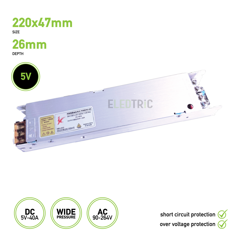 Digital Screen LED Driver 300W, 5V, with Over Voltage Protection & Short-circuit Protection