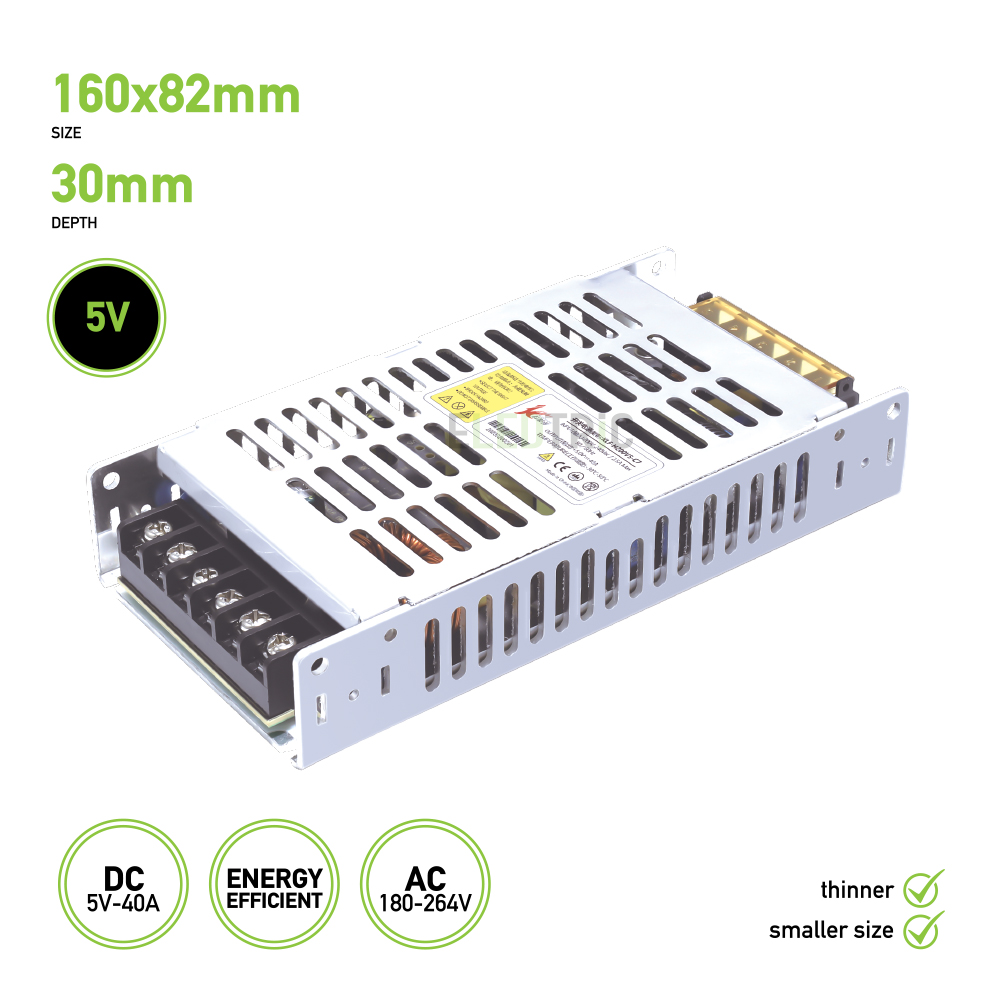 Digital Screen LED Driver 200W, 5V Energy Efficient, Thin & Small Size