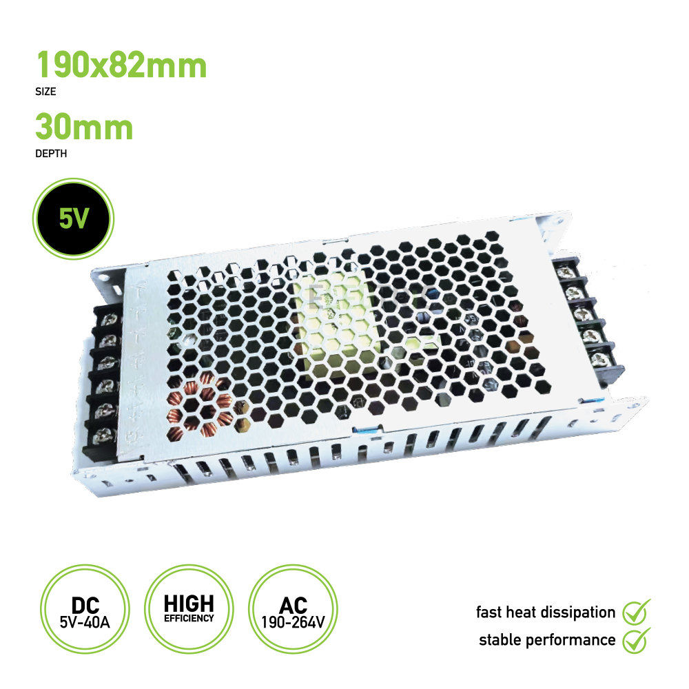 Digital Screen LED Driver 200W, 5v with Fast Heat Dissipation & High Efficiency