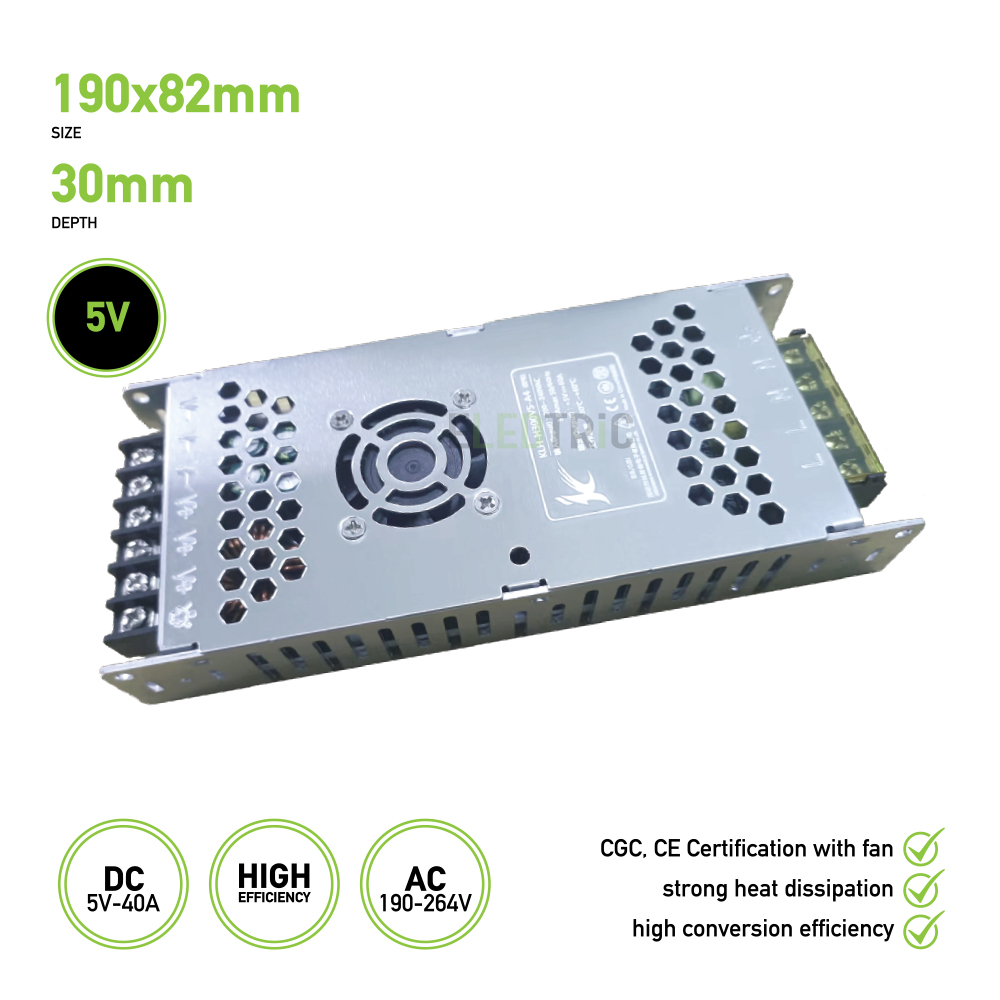 Digital Screen LED Driver 200W, 5v with Strong Heat Dissipation & High Conversion Efficiency